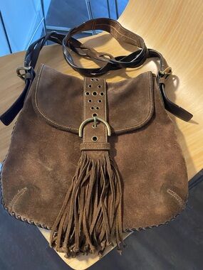 Vintage Coach Brown Suede Fringe Crossbody Bag - Women